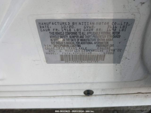 3N1CP5BV8LL562785 Nissan Kicks S Xtronic Cvt