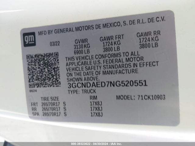 Chevrolet Silverado 1500 4wd Regular Cab Long Bed Wt 2022 3GCNDAED7NG520551 Image 9