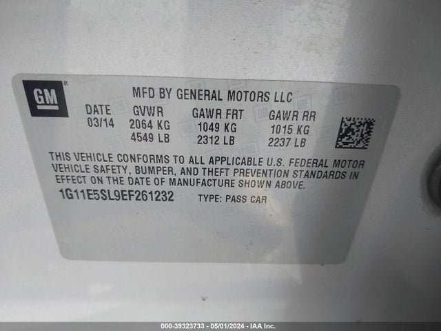 Chevrolet MALIBU 2LT 2014 1G11E5SL9EF261232 Image 9