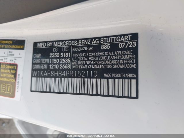 W1KAF8HB4PR152110 Mercedes-Benz Amg C 43 4matic
