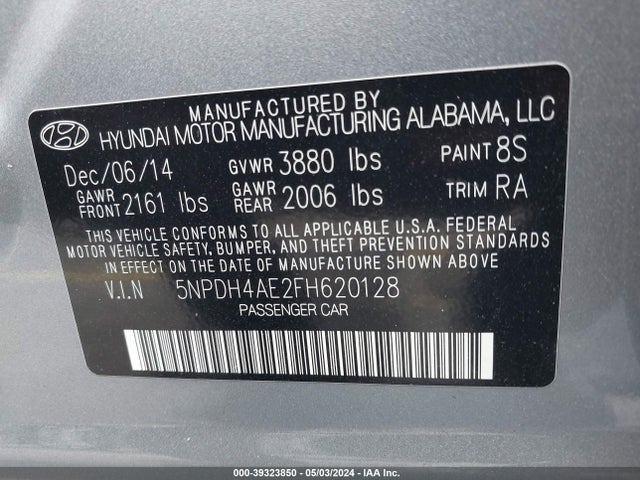 Hyundai ELANTRA SE 2015 5NPDH4AE2FH620128 Image 9