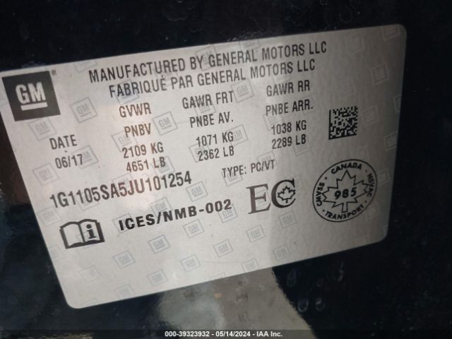 1G1105SA5JU101254 Chevrolet IMPALA 1LT
