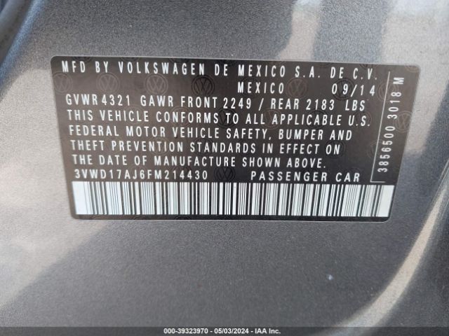 3VWD17AJ6FM214430 Volkswagen Jetta 1.8t Se