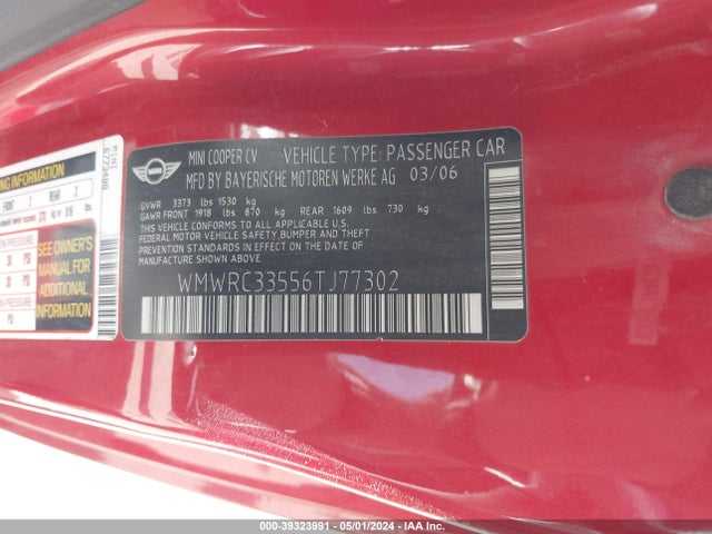 2006 MINI COOPER WMWRC33556TJ77302 Photo 8