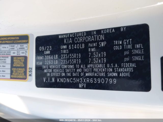 KNDNC5H3XR6390799 KIA Carnival Mpv Ex