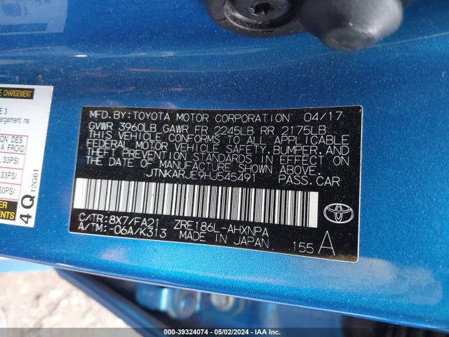 Toyota COROLLA IM 2017 JTNKARJE9HJ545491 Image 9