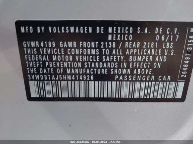 3VWDB7AJ5HM414926 Volkswagen Jetta 1.4t Se