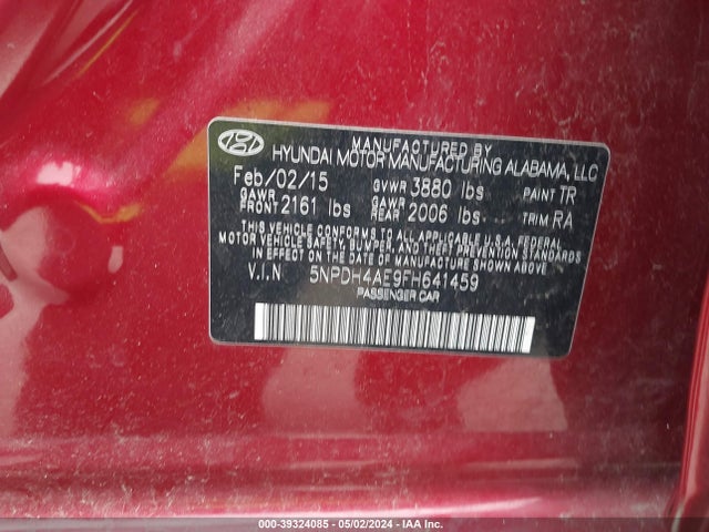 Hyundai ELANTRA SE 2015 5NPDH4AE9FH641459 Image 9