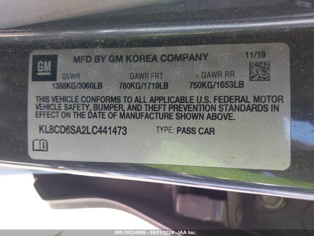 Chevrolet Spark Fwd 1lt Automatic 2020 KL8CD6SA2LC441473 Image 9