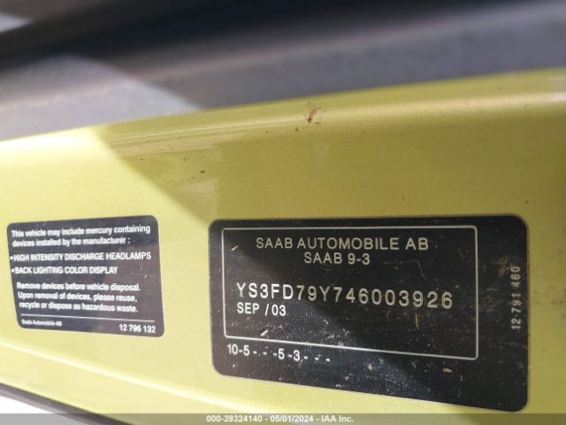 2004 SAAB 9-3 YS3FD79Y746003926 Photo 8