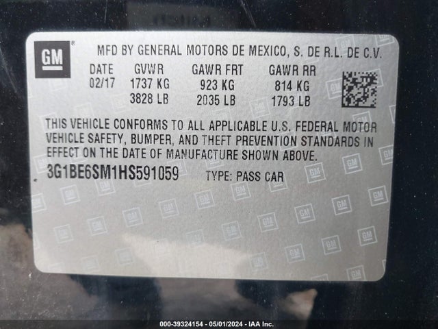 Chevrolet Cruze Lt Auto 2017 3G1BE6SM1HS591059 Image 9
