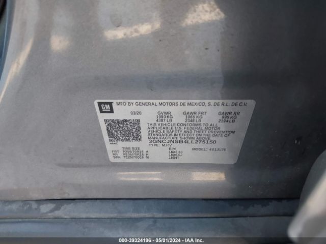 3GNCJNSB4LL275150 Chevrolet Trax Awd Ls