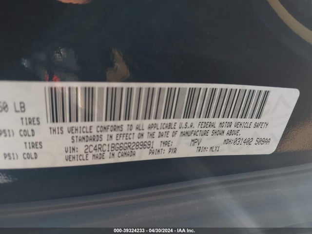 2C4RC1BG6GR289691 Chrysler Town & Country Touring