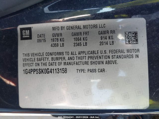 1G4PP5SK0G4113158 Buick Verano