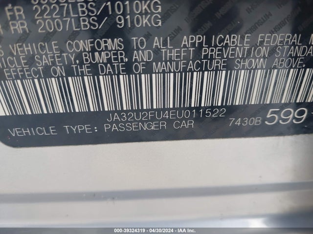 Mitsubishi LANCER ES 2014 JA32U2FU4EU011522 Image 9