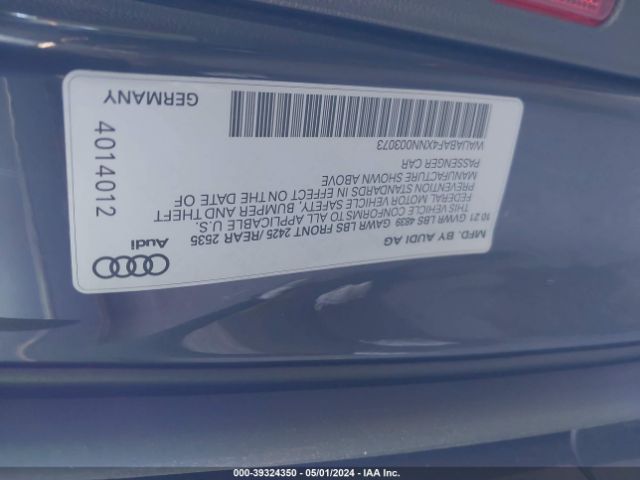 WAUABAF4XNN003073 Audi A4 Premium 40 Tfsi Quattro S Tronic