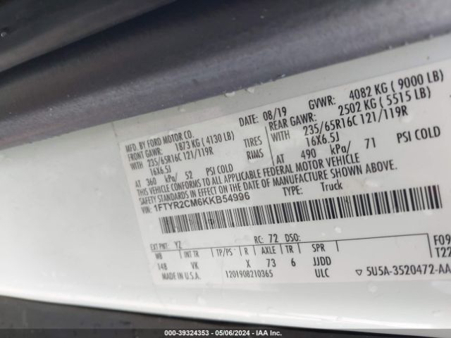 1FTYR2CM6KKB54996 Ford Transit-250