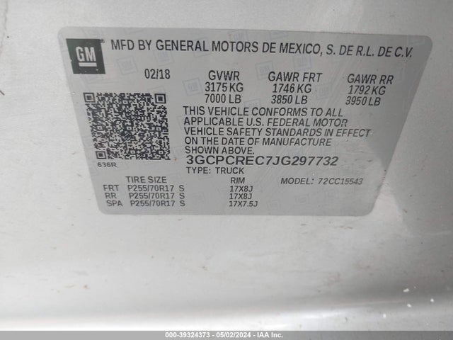 Chevrolet Silverado 1500 1lt 2018 3GCPCREC7JG297732 Image 9