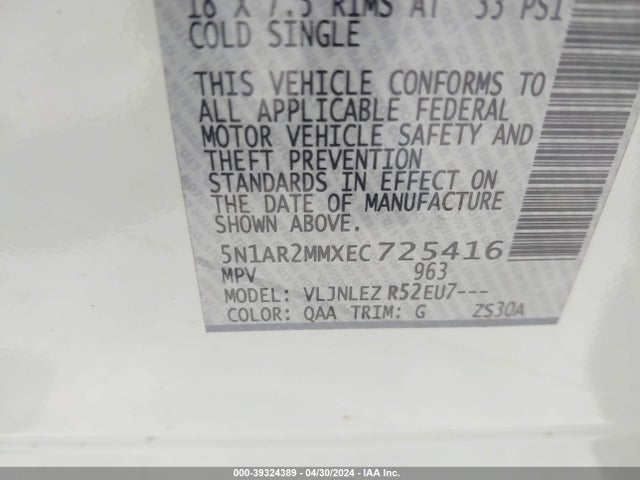 Nissan Pathfinder Sv 2014 5N1AR2MMXEC725416 Image 9