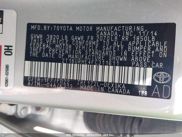 Toyota Corolla S Plus 2015 2T1BURHE4FC311611 Image 9