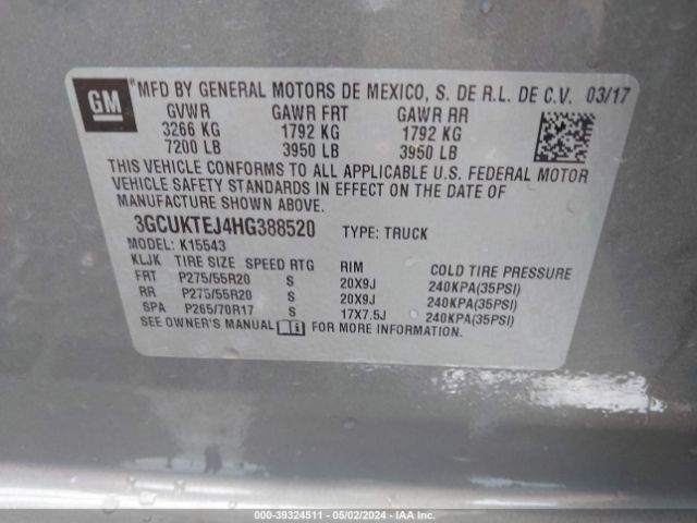 3GCUKTEJ4HG388520 Chevrolet Silverado 1500 High Country