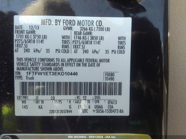Ford F-150 King Ranch 2014 1FTFW1ET3EKD10446 Image 9