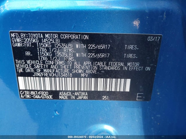 Toyota RAV4 LE 2017 JTMZFREV0HJ134818 Image 9