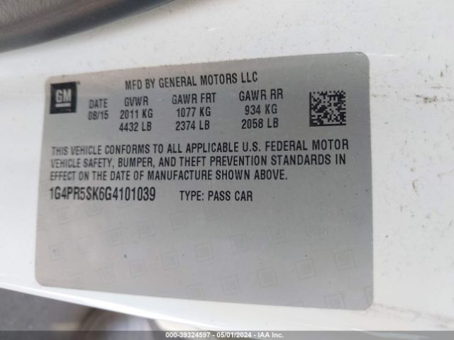 1G4PR5SK6G4101039 Buick Verano Convenience Group