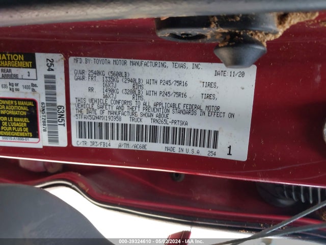 Toyota Tacoma Sr 2021 5TFAX5GN4MX193958 Image 9