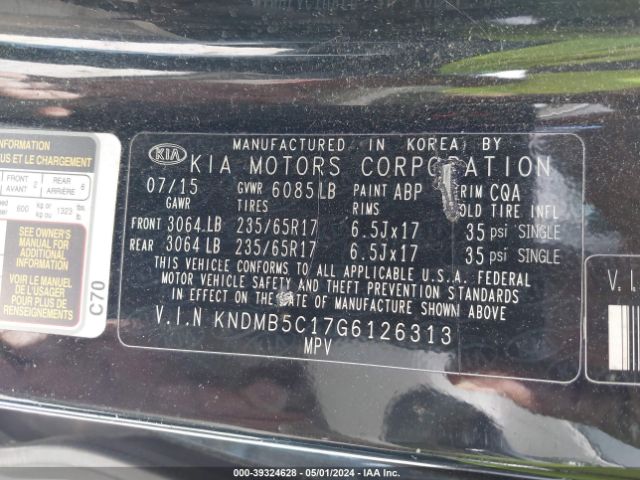 KNDMB5C17G6126313 KIA SEDONA LX
