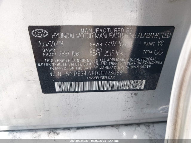 Hyundai SONATA SE 2018 5NPE24AF0JH723099 Image 9