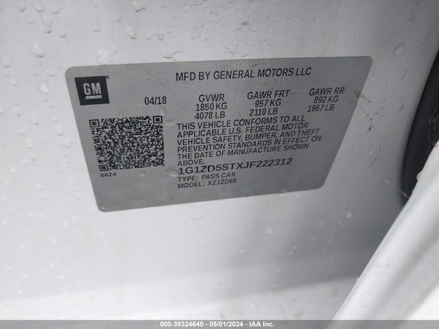Chevrolet MALIBU LT 2018 1G1ZD5STXJF222312 Image 9