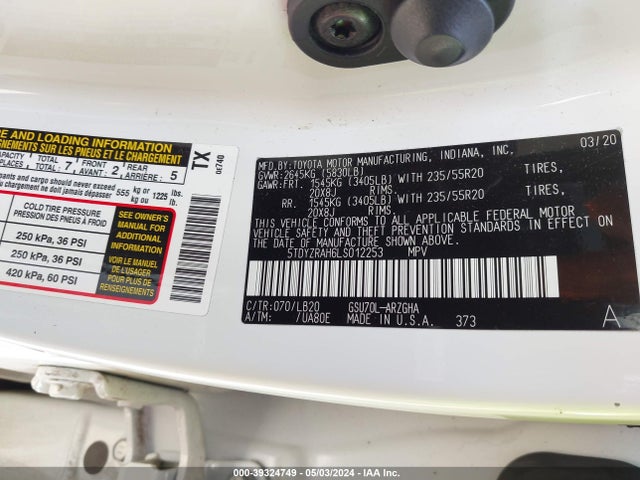 Toyota Highlander Limited 2020 5TDYZRAH6LS012253 Image 9
