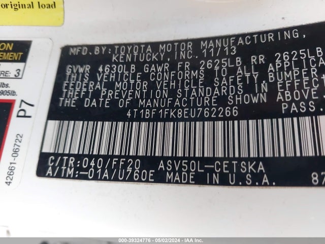 Toyota CAMRY SE 2014 4T1BF1FK8EU762266 Image 9
