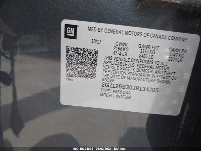 Chevrolet IMPALA 2LZ 2018 2G1125S30J9134705 Image 9