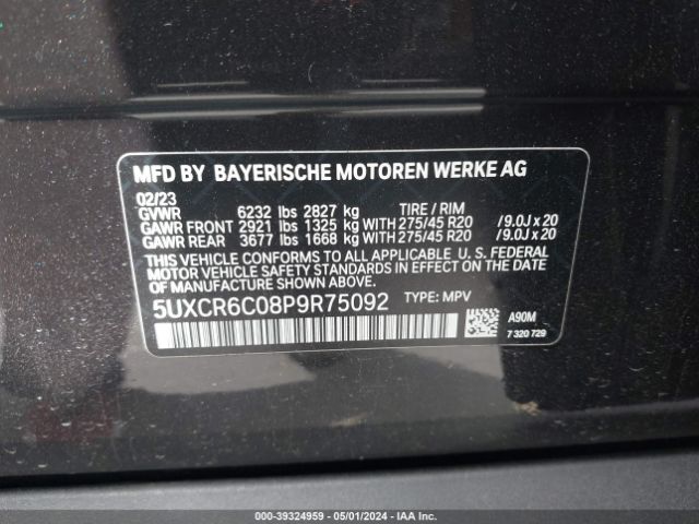 5UXCR6C08P9R75092 BMW X5 Xdrive40i