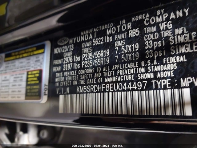 Hyundai Santa Fe Limited 2014 KM8SRDHF8EU044497 Image 9