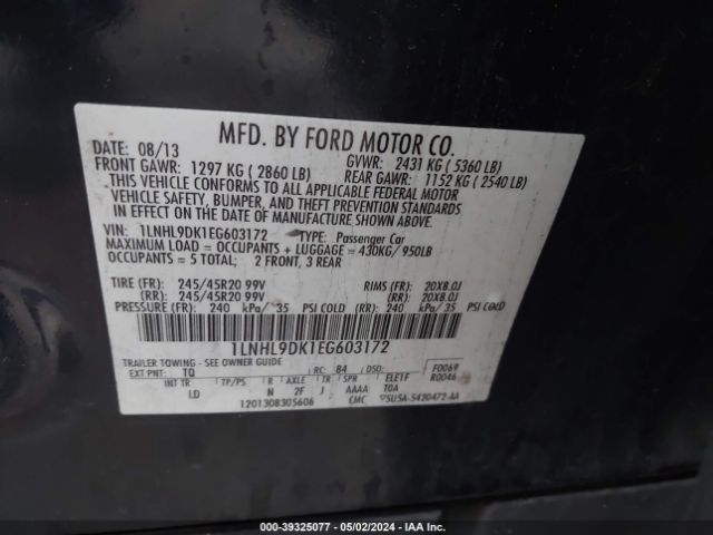 1LNHL9DK1EG603172 Lincoln MKS
