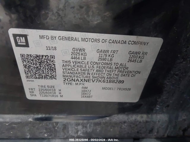 Chevrolet Equinox Premier 2019 2GNAXNEV7K6188289 Image 9
