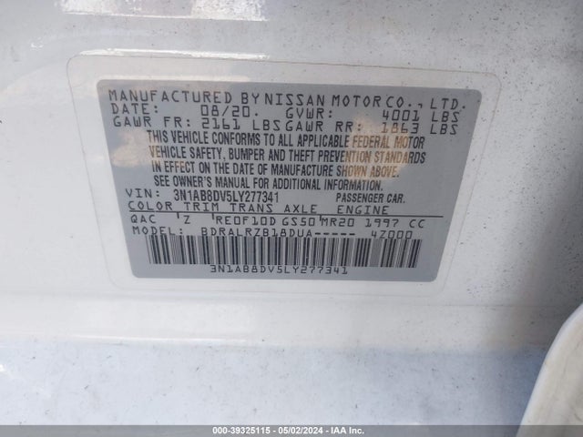 Nissan Sentra Sr Xtronic Cvt 2020 3N1AB8DV5LY277341 Image 9
