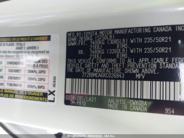 2T2BBMCA6RC026843 Lexus Rx 350h Luxury