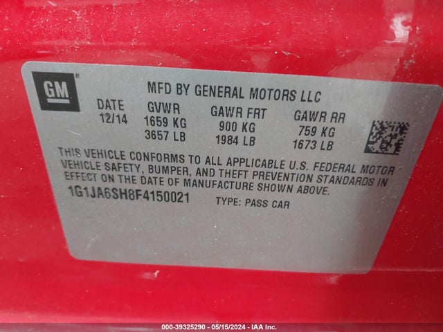 Chevrolet Sonic Ls Auto 2015 1G1JA6SH8F4150021 Image 9