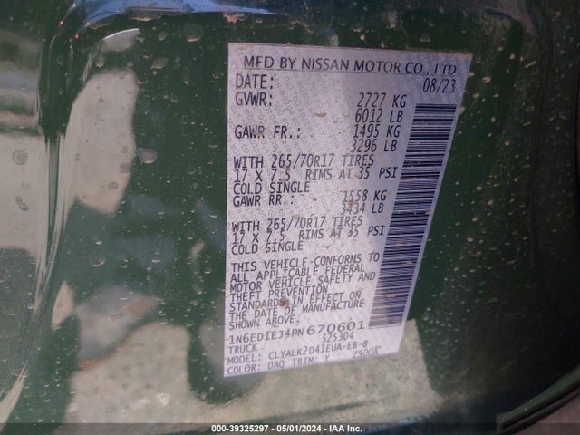 Nissan Frontier Pro-x 4x2 2023 1N6ED1EJ4PN670601 Image 9