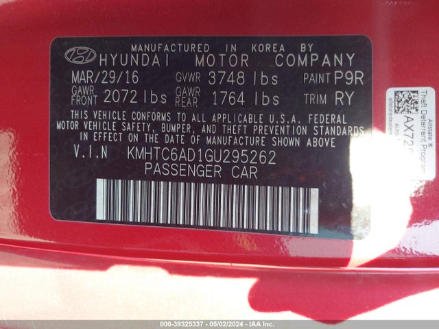 Hyundai Veloster 2016 KMHTC6AD1GU295262 Image 9