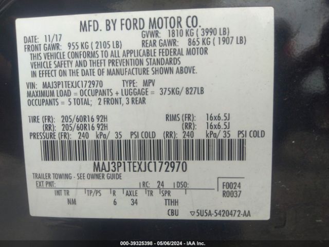MAJ3P1TEXJC172970 Ford Ecosport Se