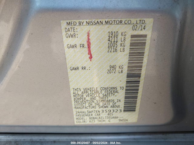 Nissan Altima 2.5 S 2014 1N4AL3AP7EN359323 Image 9