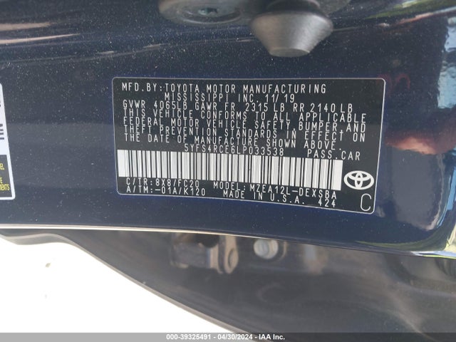 5YFS4RCE6LP033538 Toyota COROLLA SE