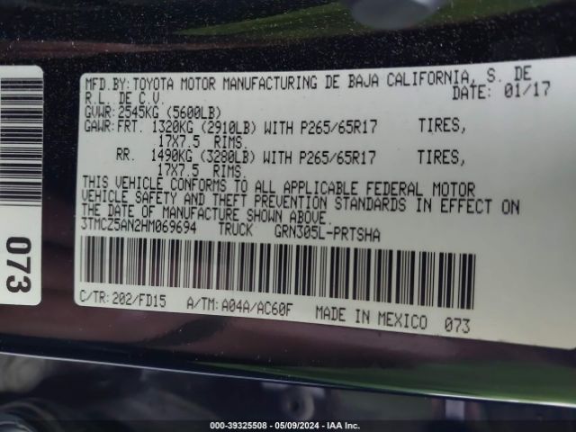 3TMCZ5AN2HM069694 Toyota Tacoma