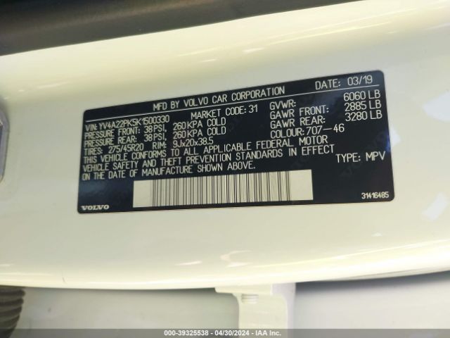 2019 VOLVO XC90 YV4A22PK5K1500330 Photo 8