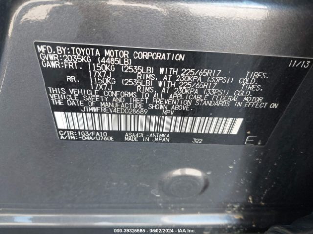 JTMWFREV4ED028689 Toyota Rav4 Xle
